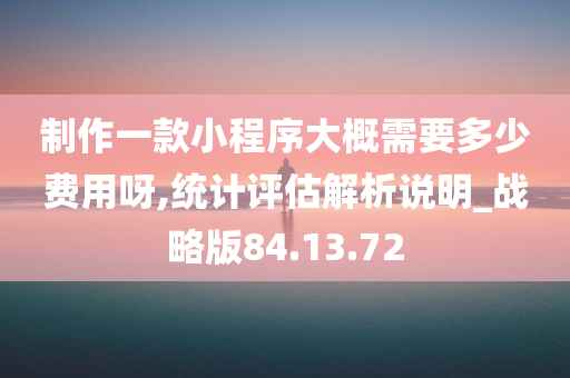 制作一款小程序大概需要多少费用呀,统计评估解析说明_战略版84.13.72