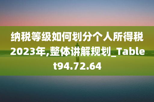 纳税等级如何划分个人所得税2023年,整体讲解规划_Tablet94.72.64