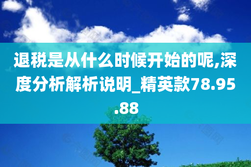 退税是从什么时候开始的呢,深度分析解析说明_精英款78.95.88