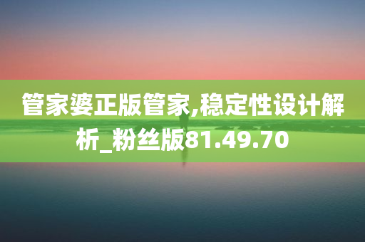 管家婆正版管家,稳定性设计解析_粉丝版81.49.70