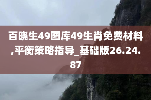 百晓生49图库49生肖免费材料,平衡策略指导_基础版26.24.87