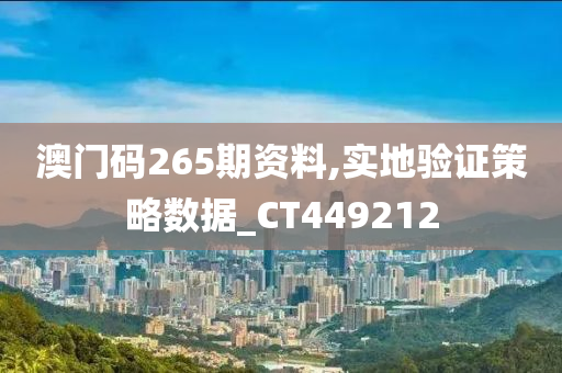 澳门码265期资料,实地验证策略数据_CT449212