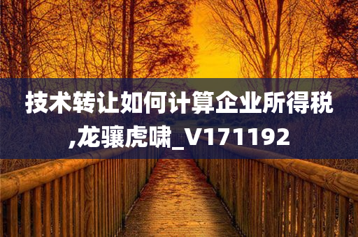 技术转让如何计算企业所得税,龙骧虎啸_V171192