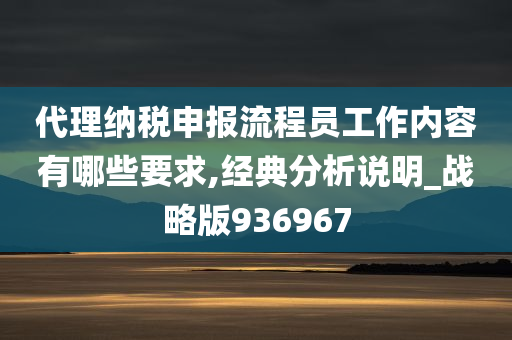 代理纳税申报流程员工作内容有哪些要求,经典分析说明_战略版936967