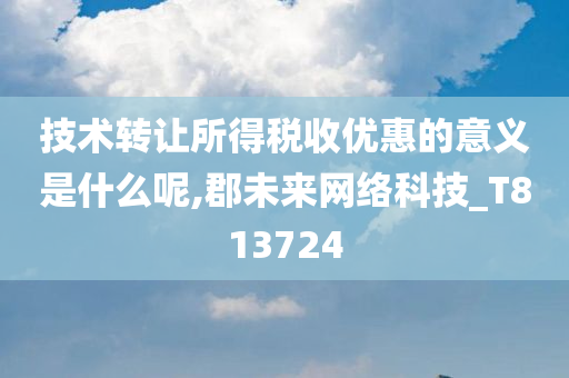 技术转让所得税收优惠的意义是什么呢,郡未来网络科技_T813724