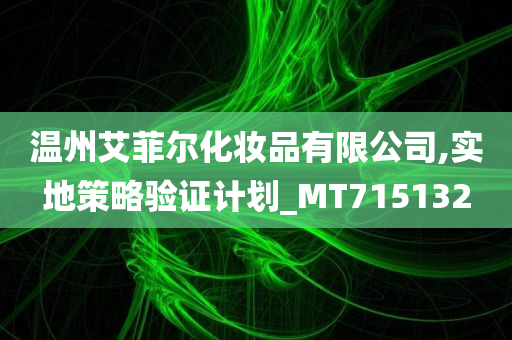 温州艾菲尔化妆品有限公司,实地策略验证计划_MT715132