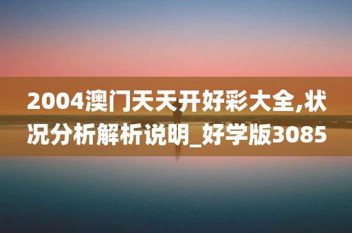 2004澳门天天开好彩大全,状况分析解析说明_好学版3085