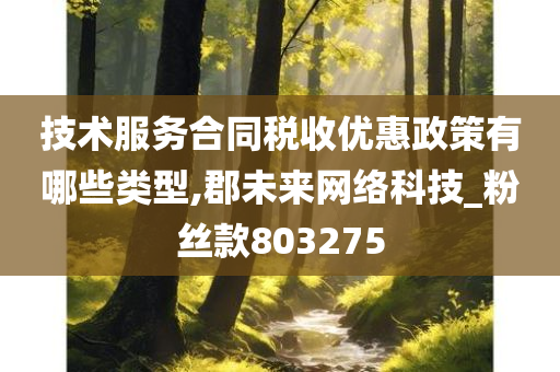 技术服务合同税收优惠政策有哪些类型,郡未来网络科技_粉丝款803275