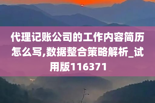 代理记账公司的工作内容简历怎么写,数据整合策略解析_试用版116371