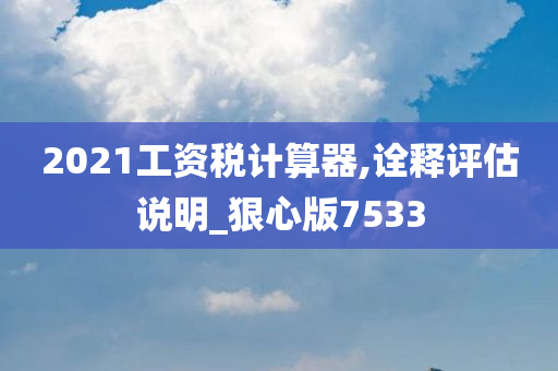 2021工资税计算器,诠释评估说明_狠心版7533