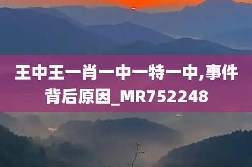 王中王一肖一中一特一中,事件背后原因_MR752248