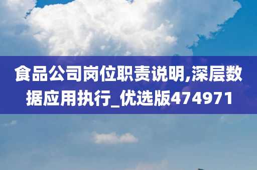 食品公司岗位职责说明,深层数据应用执行_优选版474971