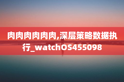 肉肉肉肉肉肉,深层策略数据执行_watchOS455098