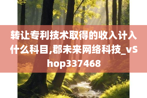 转让专利技术取得的收入计入什么科目,郡未来网络科技_vShop337468