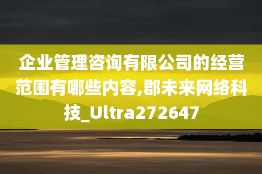 企业管理咨询有限公司的经营范围有哪些内容,郡未来网络科技_Ultra272647