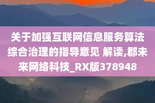 关于加强互联网信息服务算法综合治理的指导意见 解读,郡未来网络科技_RX版378948