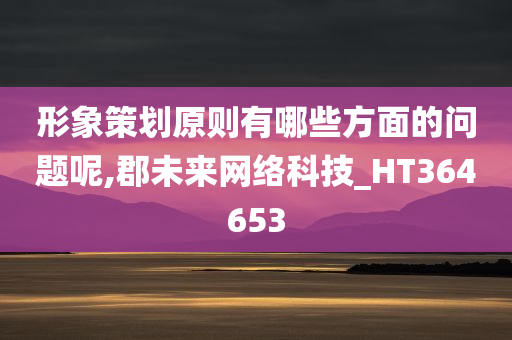 形象策划原则有哪些方面的问题呢,郡未来网络科技_HT364653