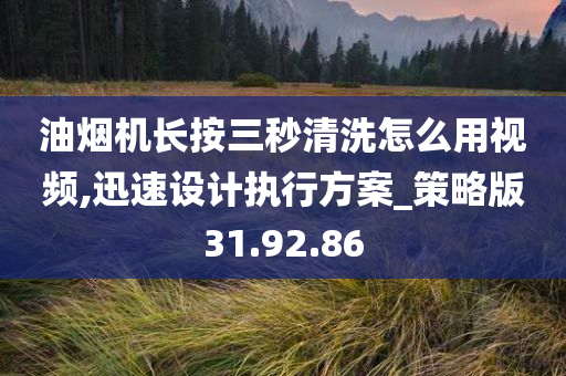 油烟机长按三秒清洗怎么用视频,迅速设计执行方案_策略版31.92.86