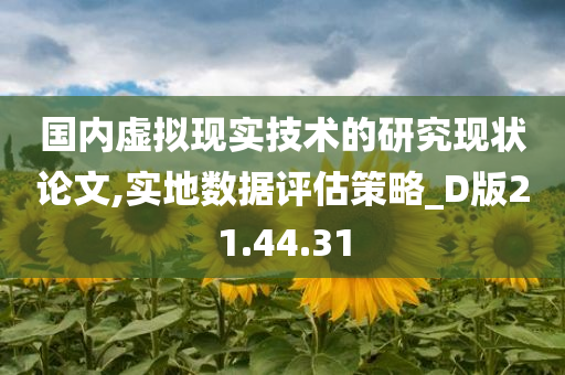 国内虚拟现实技术的研究现状论文,实地数据评估策略_D版21.44.31